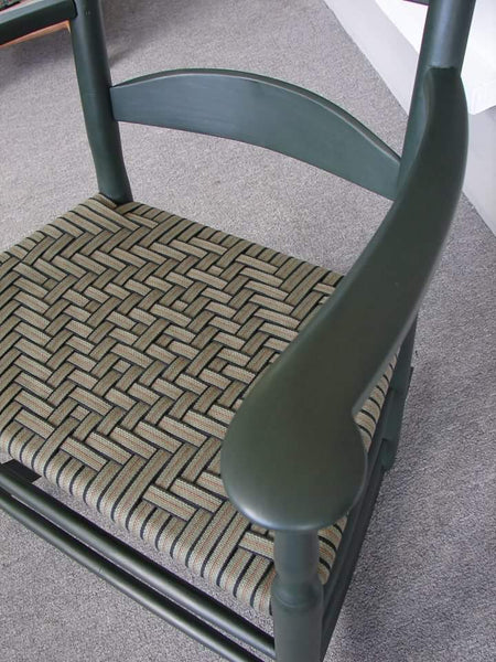 Alfred Village Shaker Rocker - modern width with Lexington green paint, olive stripe diamond