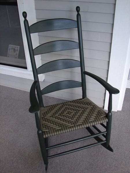 Alfred Village Shaker Rocker - modern width with Lexington green paint, olive stripe diamond