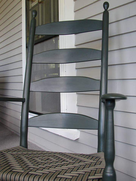 Alfred Village Shaker Rocker - modern width with Lexington green paint, olive stripe diamond